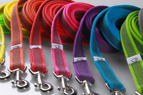 Super-Grip Cotton Soft | gummierte Hundeleine aus PES | Schleppleine | 20 mm x 4 m - 15 m lang | mit Handschlaufe | verschieden Karabiner