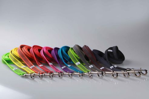 Super-Grip Cotton Soft | gummierte Hundeleine aus PES | 20 mm x 100 cm - 350 cm lang | mit Handschlaufe | verschiedene Karabiner