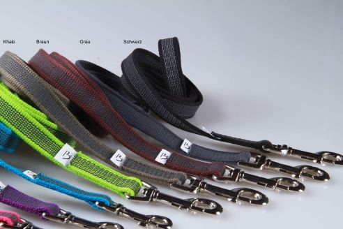 Super-Grip Cotton Soft | gummierte Hundeleine aus PES | 20 mm x 100 cm - 350 cm lang | ohne Handschlaufe | verschiedene Karabiner
