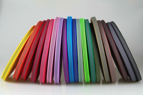 PES Anti-Rutsch | 50 mtr. Rolle | 12 mm breit | Farbauswahl | Baumwoll-touch | beidseitige schwarze Gummierung | Hundesport und Pferdesport