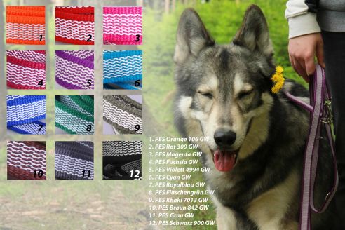 Super-Grip Cotton Soft | 3-fach verstellbare, weiß gummierte Hundeleine | 15 mm Breite | ab 220 cm Länge