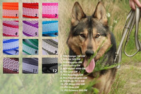 Super-Grip Cotton Soft | weiß, gummierte Hundeleine aus PES | 20 mm x 100 cm - 350 cm lang | mit Handschlaufe | verschiedene Karabiner