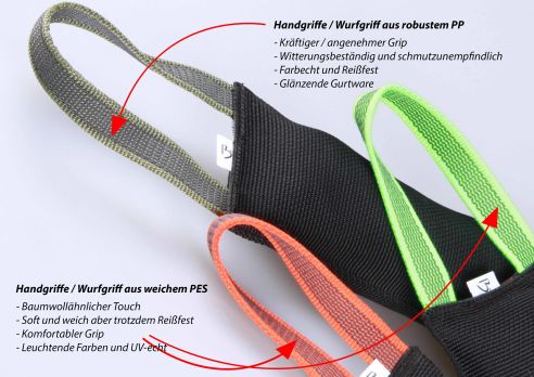 Hundespielzeug | Wurfspiel mit Griff | Apportier-Dummy | Größe L für mittelgroße bis große Hunde | OEKO-TEX® STANDARD 100