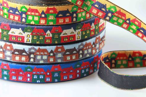 Borte | Weihnachten | 1 Meter | Häuser-Reihe | Farbauswahl | Made in Germany | OEKO-TEX® STANDARD 100