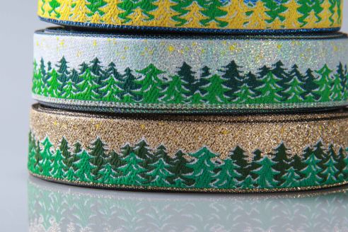 Borte | Weihnachten | 1 Meter | Tannen | GOLD | Farbauswahl | Made in Germany | OEKO-TEX® STANDARD 100
