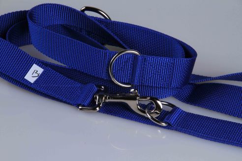 Leichte Hundeleine | Universal | Längenverstellbar | 220 cm lang | 30 mm breit | Koenigsblau