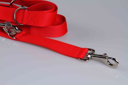 Leichte Hundeleine | Universal | 3-fach Längenverstellbar | 220 cm lang | 30 mm breit | rot