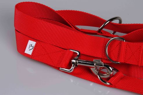 Leichte Hundeleine | Universal | 3-fach Längenverstellbar | 220 cm lang | 30 mm breit | rot