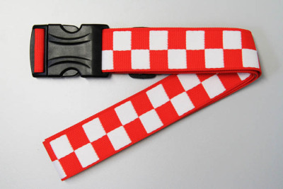 Koffergurt | Rot | 200 x 5 cm | eingewebten weißen Karos