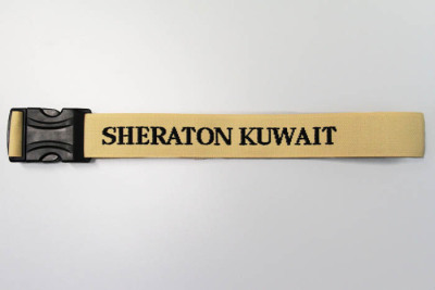 Koffergurt | Beige | 200 x 5 cm | schwarzer Einwebung