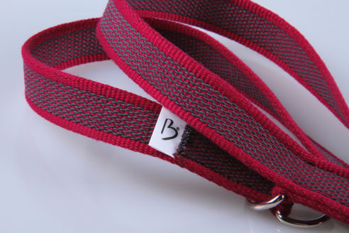 Super-Grip Cotton Soft | gummierte Kombi-Kurzleine | Kurzführer mit 2 D-Ringen zum Leinen-kombinieren | 20 mm Breite | 50 cm - 90 cm Längenverstellbar