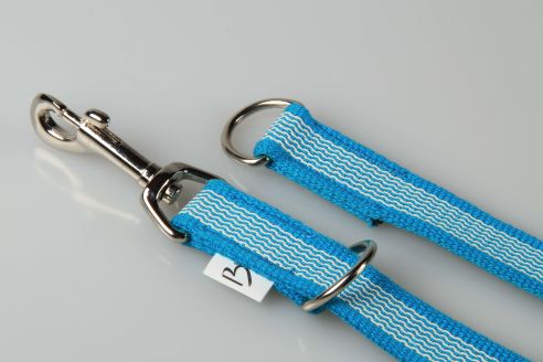 Super-Grip Cotton-Soft | weiß, gummierte Kombi-Kurzleine | Kurzführer mit 2 D-Ringen zum Leinen-kombinieren | 20 mm Breite | 50 cm - 90 cm Länge
