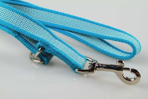 Super-Grip Cotton-Soft | weiß, gummierte Kombi-Kurzleine | Kurzführer mit 2 D-Ringen zum Leinen-kombinieren | 20 mm Breite | 50 cm - 90 cm Länge