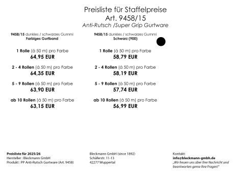 PP Anti-Rutsch | 50 mtr. Rolle | 15 mm breit | Farbauswahl | Training | beidseitige schwarze Gummierung | Hundesport und Pferdesport