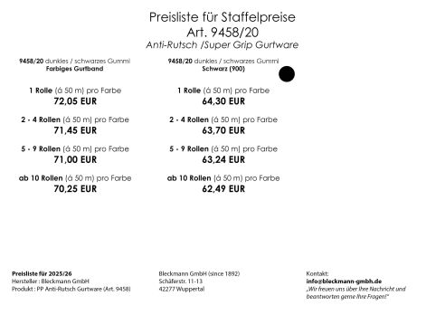 PP Anti-Rutsch | 50 mtr. Rolle | 20 mm breit | Farbauswahl | Training | beidseitige schwarze Gummierung | Hundesport und Pferdesport