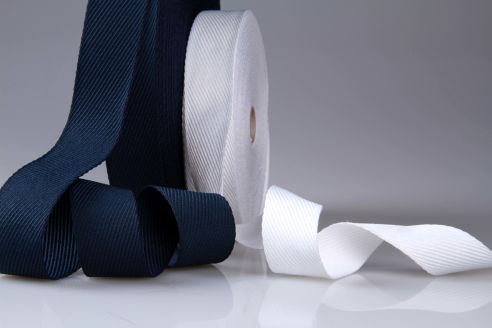 Einfassband | Köperband aus recycelten Materialien | 30 mm Breite | 50 m | weiss | OEKO-TEX® STANDARD 100