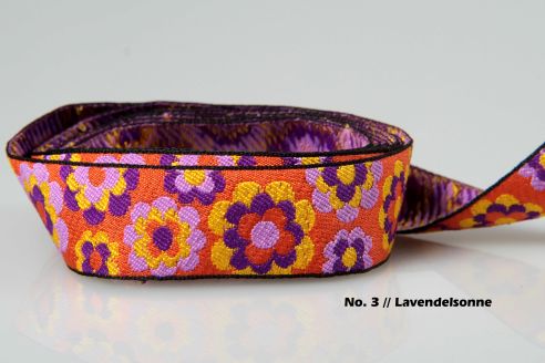 Borte | Retroflowers Jacquardband | 0,5 m - 1 m | 20 mm breit | Sommerkollektion 2026 | Farbauswahl | Made in Germany