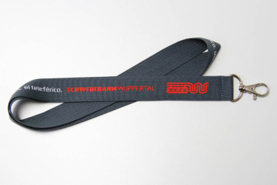 Umhängeband | Lanyards | Schwebebahn Wuppertal | Grau Rot Weiß | 20 mm breit | 50 cm lang