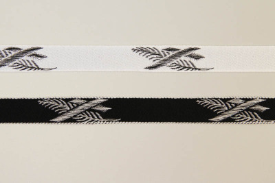 Trauer-Lotband Schwarz mit weißem Kreuz-Palme | 23 mm