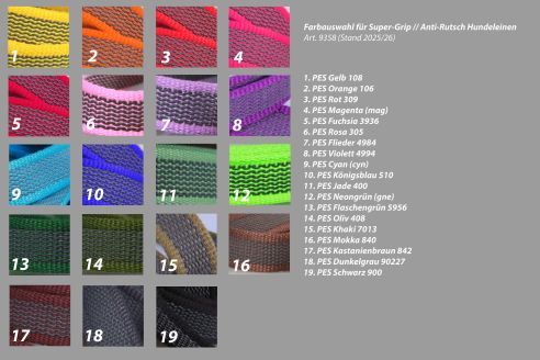 Super-Grip Cotton Soft | 3-fach verstellbare, gummierte Hundeleine aus PES | 12 mm Breite | ab 220 cm Länge