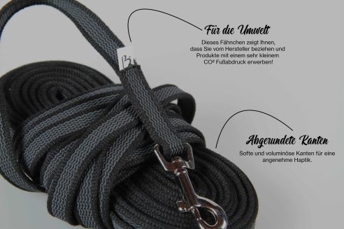 Super-Grip Cotton Soft | gummierte Hundeleine aus PES | 15 mm x 100 cm - 350 cm lang | ohne Handschlaufe | verschiedene Karabiner