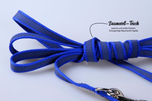Super-Grip Cotton Soft | 2-fach verstellbare, gummierte Hundeleine aus PES | 15 mm Breite | Für Geschirr und Halsband | ab 1,70 m bis hin zu 6,20 m