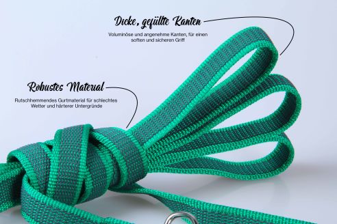 Super-Grip Strong Resistance | 2-fach verstellbare, gummierte Hundeleine aus PP | 20 mm Breite | Für Geschirr und Halsband | ab 1,70 m bis hin zu 6,20 m