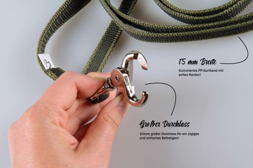 Zügelleine Super Grip Strong Resistance PP | 15 mm Breite | Gummierte Pferdezügel ab 2,10 m Länge | Für Ponys bis Voll-und Warmblüter | Wetterfest