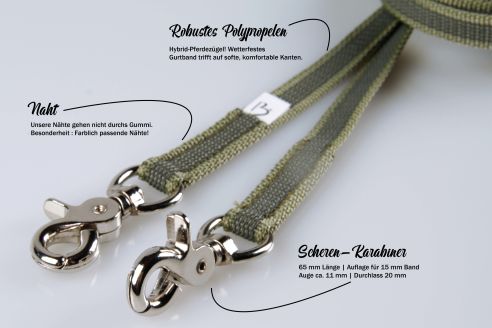 Zügelleine Super Grip Strong Resistance PP | 15 mm Breite | Gummierte Pferdezügel ab 2,10 m Länge | Für Ponys bis Voll-und Warmblüter | Wetterfest
