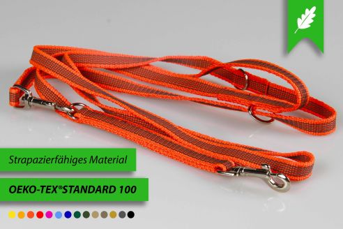 Super-Grip Strong Resistance | 3-fach verstellbare, gummierte Hundeleine aus PP | 15 mm Breite | ab 220 cm Länge | Karabinerwahl | wetterfest