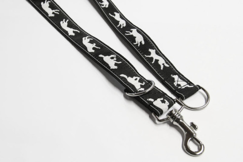Kombi-Kurzleine Running Wolf | 25 mm Breite | 50 cm - 90 cm Längenverstellbar | Kurzführer mit 2D-Ringen zum Leinen-kombinieren