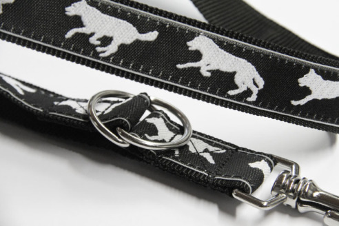 Kombi-Kurzleine Running Wolf | 25 mm Breite | 50 cm - 90 cm Längenverstellbar | Kurzführer mit 2D-Ringen zum Leinen-kombinieren