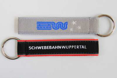 Schlüsselanhänger | ab 100 Stück mit Ihrem Text oder Logo eingewebt | 2,5 cm breit | 10 cm lang | 30 mm Schlüsselring