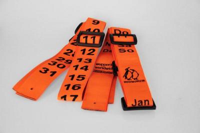 Gewebter Kalender | 1-farbiger Einwebung von Datum, Wochentagen und Monat | Orange