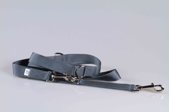 Leichte Hundeleine | Universal | Längenverstellbar | 220 cm lang | 30 mm breit | Grau