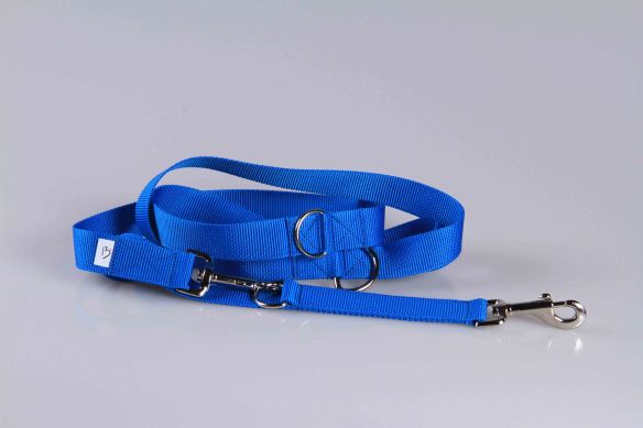 Leichte Hundeleine | Universal | Längenverstellbar | 220 cm lang | 30 mm breit | Mittelblau