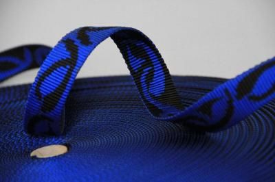 PA-Motivband Keltic | Blau/Schwarz | Meterware | Softes Nylon Gurtband mit beidseitigem Keltik-Design | 20 mm breit | 1,8 mm Stärke