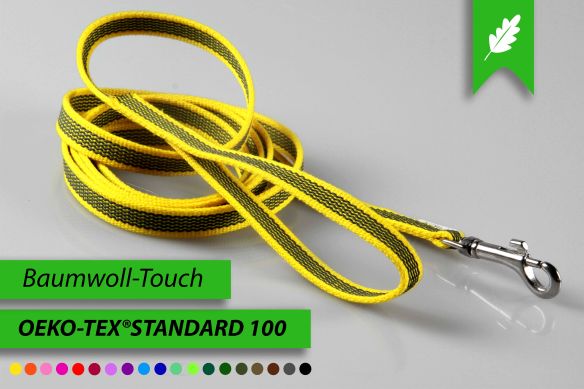 Super-Grip Cotton Soft | gummierte Hundeleine aus PES | 15 mm x 100 cm - 350 cm lang | mit Handschlaufe | verschiedene Karabiner