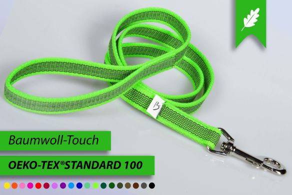 Super-Grip Cotton Soft | gummierte Hundeleine aus PES | 20 mm x 100 cm - 350 cm lang | mit Handschlaufe | verschiedene Karabiner