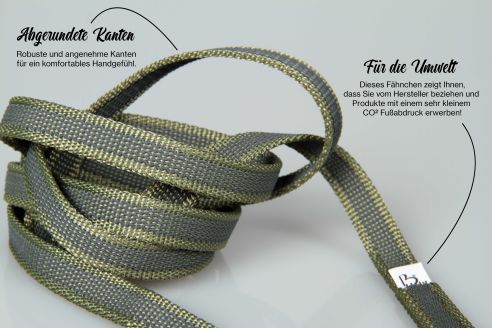 Super-Grip Strong Resistance | gummierte Schleppleine aus PP | 15 mm Breite | 4 m - 15 m lang | ohne Handschlaufe | Karabinerwahl | wetterfest