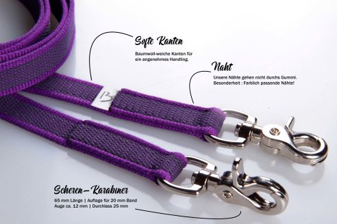 Zügelleine Cotton Soft | 20 mm Breite | Gummierte Pferdezügel ab 2,10 m Länge | Für Ponys bis Voll-und Warmblüter | Soft und Reißfest