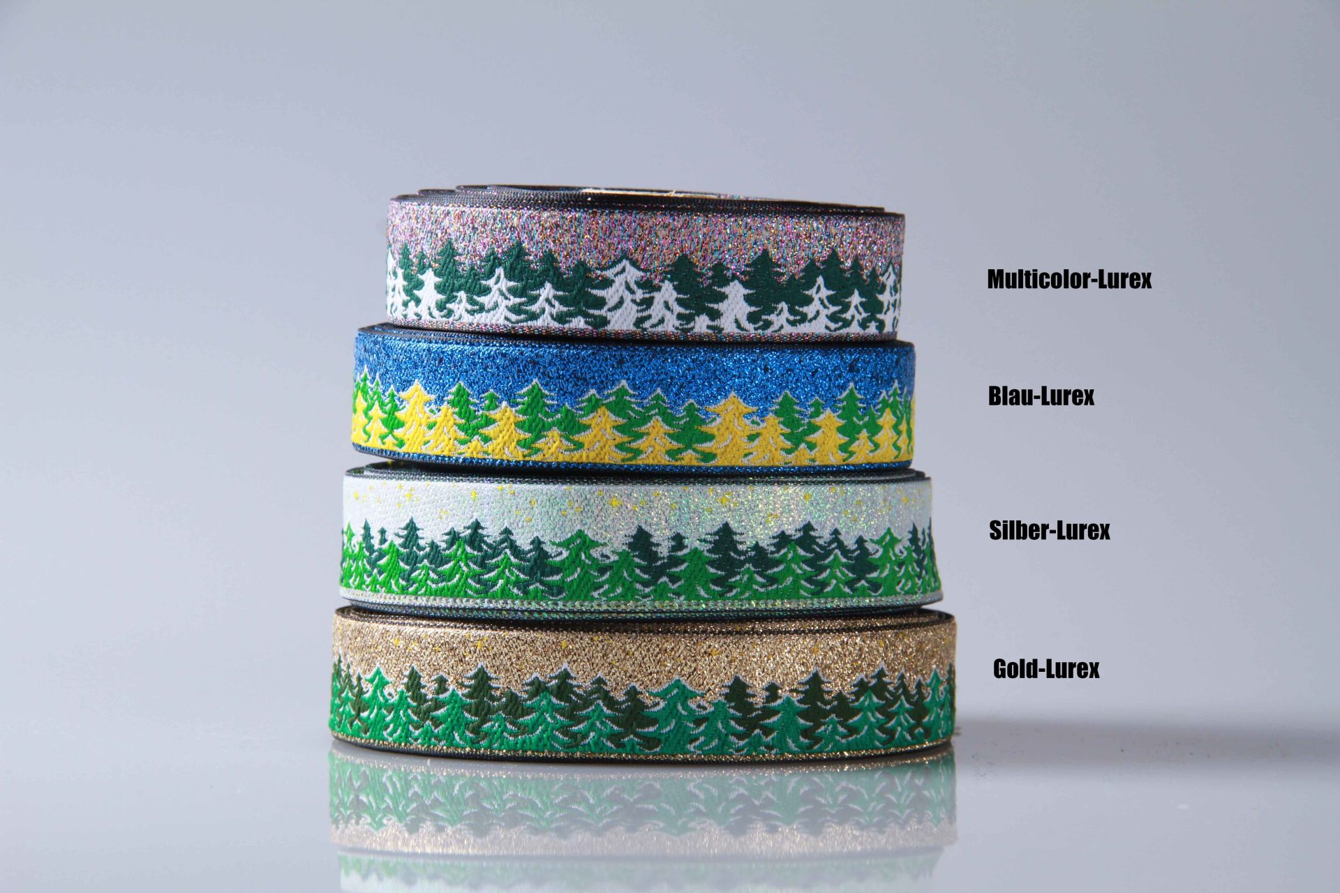 Borte | Weihnachten | 1 Meter | Tannen | GOLD | Farbauswahl | Made in Germany | OEKO-TEX® STANDARD 100