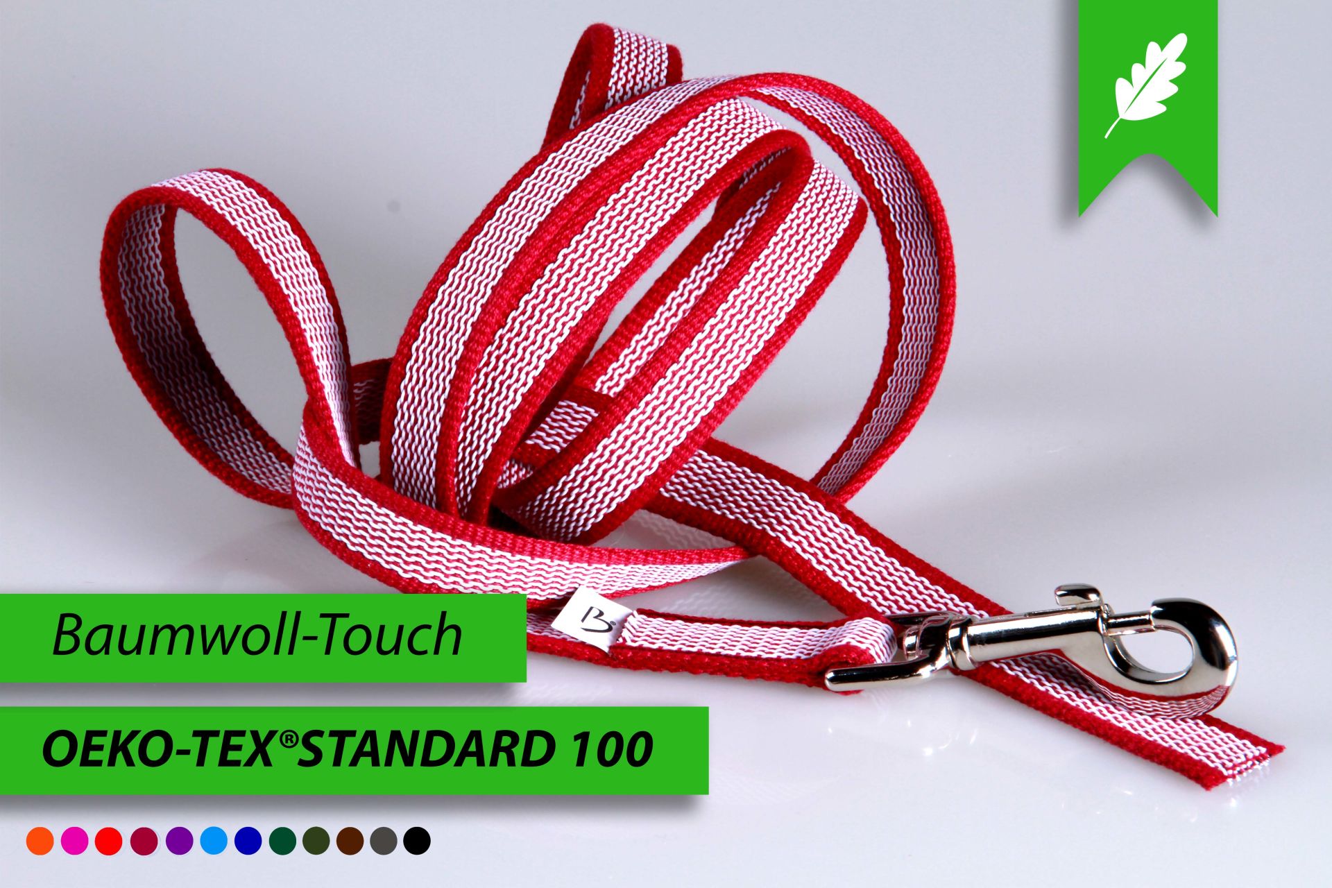 Super-Grip Cotton Soft | weiß gummierte Hundeleine aus PES | Schleppleine | 20 mm x 4 m - 15 m lang | ohne Handschlaufe | verschiedene Karabiner