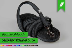 Super-Grip Cotton Soft | gummierte Hundeleine aus PES | 15 mm x 100 cm - 350 cm lang | ohne Handschlaufe | verschiedene Karabiner