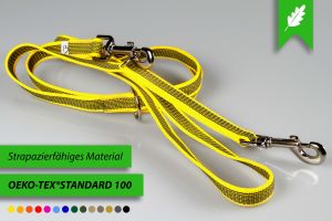 Super-Grip Strong Resistance | 3-fach verstellbare, gummierte Hundeleine aus PP | 20 mm Breite | ab 220 cm Länge | Karabinerwahl | wetterfest