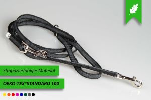 Super-Grip Strong Resistance | 3-fach verstellbare, gummierte Hundeleine aus PP | 12 mm Breite | ab 220 cm Länge | Karabinerwahl | wetterfest