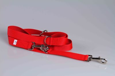 Leichte Hundeleine | Universal | 3-fach Längenverstellbar | 220 cm lang | 30 mm breit | rot