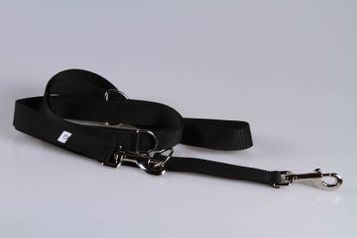 Leichte Hundeleine | Universal | Längenverstellbar | 220 cm lang | 30 mm breit | Schwarz