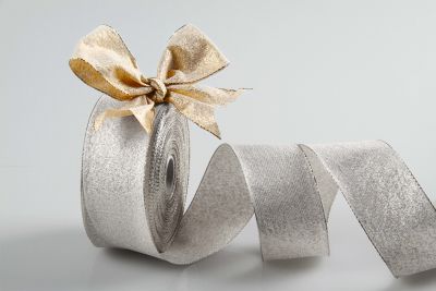 Dekoband aus Lurex in Gold oder Silber | mit Drahtkante | 40 mm Breite | 25 m Rollenware | OEKO-TEX® STANDARD 100