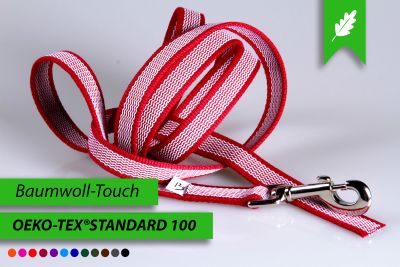 Super-Grip Cotton Soft | weiß gummierte Hundeleine aus PES | Schleppleine | 20 mm x 4 m - 15 m lang | ohne Handschlaufe | verschiedene Karabiner